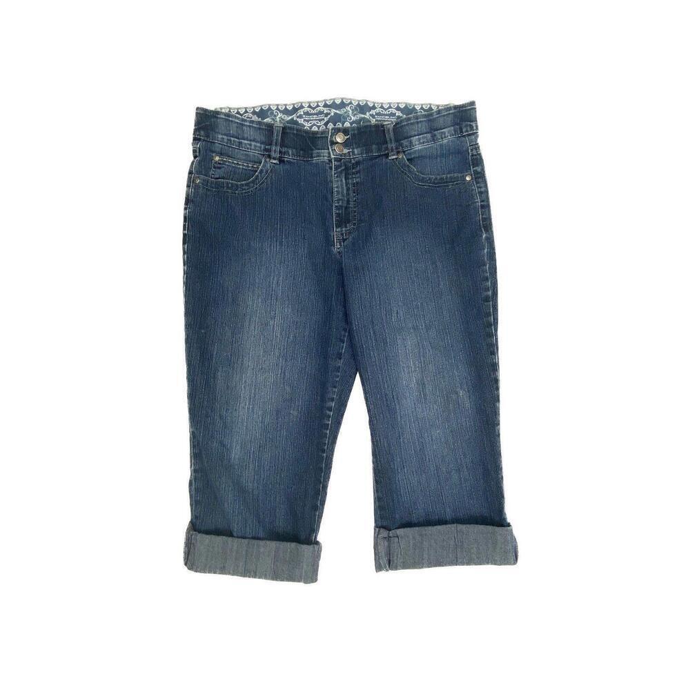 Bandolino‎ Boheme Cuffed Crop Women's size 12 Dark Wash Blue Denim Jeans